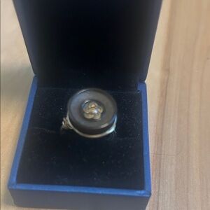 Elegant Brown and Gold Ring.  Antique button ring.
